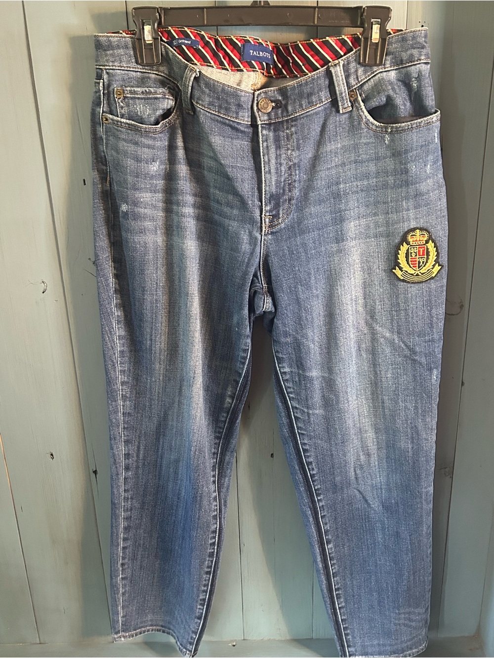 TALBOTS Patch Girlfriend Jeans Griffin Wash | Size 10
